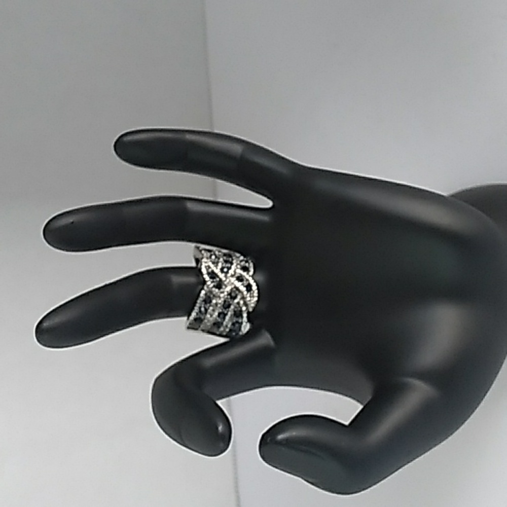Statement Ring Black Rhinestone Cocktail Party Wi… - image 3